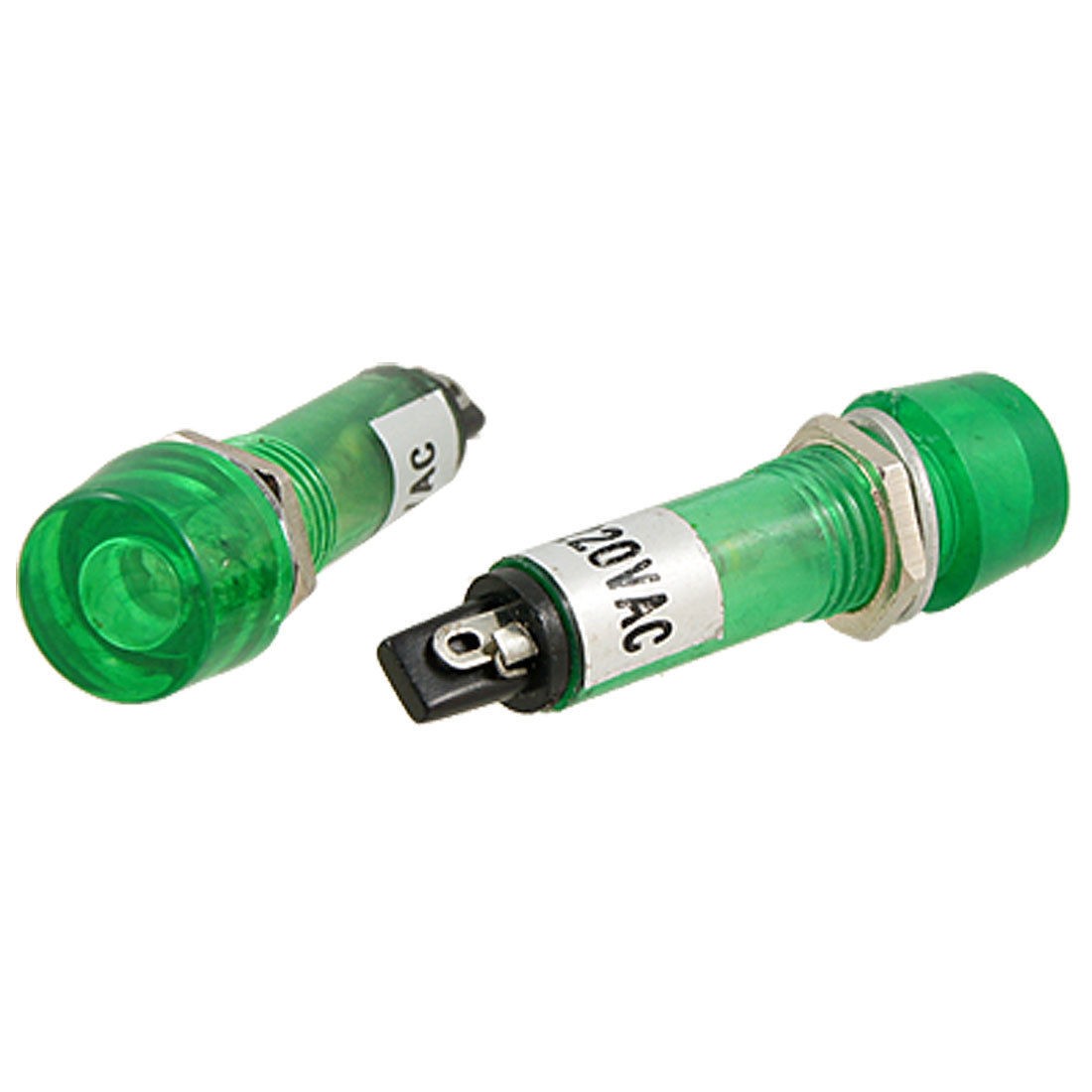 2 Pcs AC 220V Plastic Case Green Indicator Lamp Pilot Light