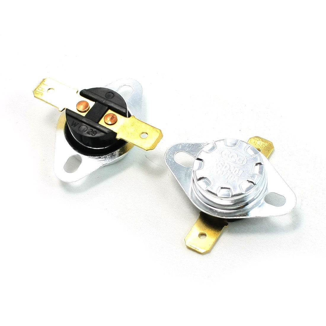 10A AC 250V Volt 2 Flat Pin Terminals 98C N/C Thermal Plastic Thermostat 2PCS