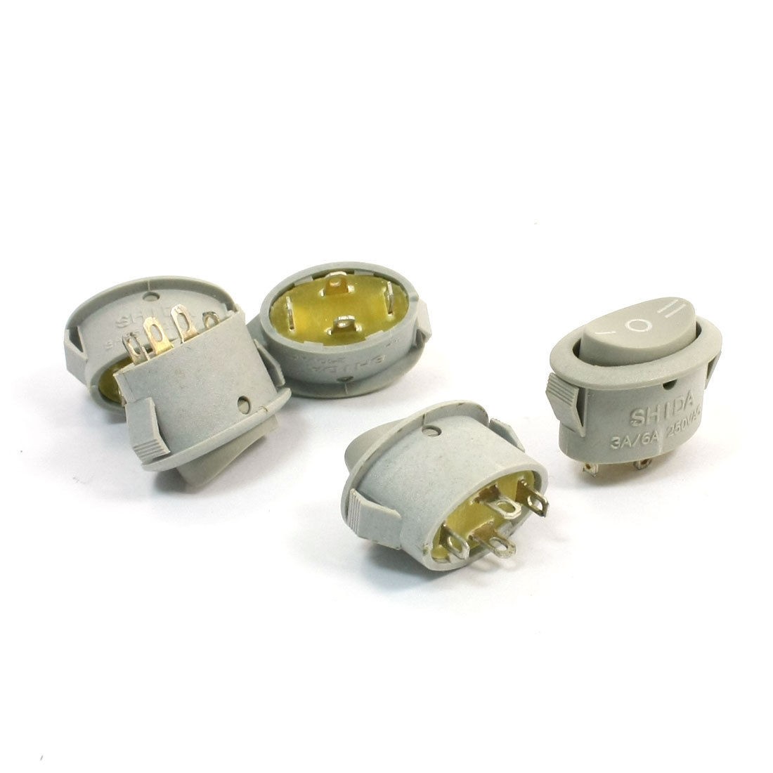 5 Pcs 250VAC 3A/6A 4 Pin I/O/II 3 Position Snap in Oval Boat Rocker Switch