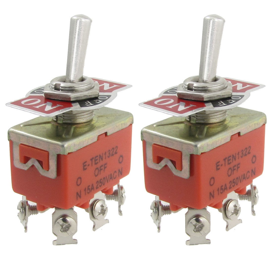 2 Pcs AC 250V 15A 3 Position 2P2T DPDT 6 Screw Terminals Toggle Switch 11.8mm Ho