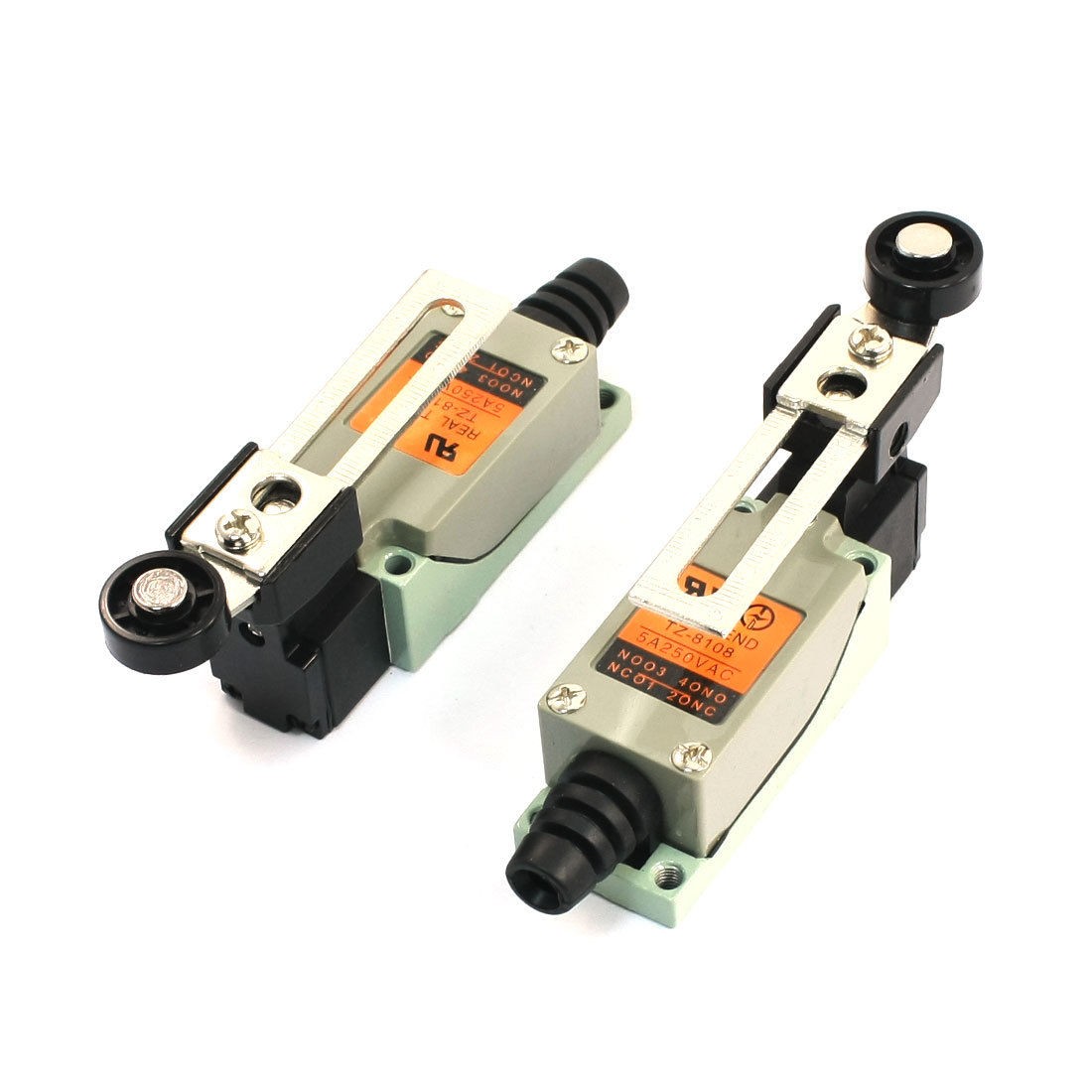 2 Pieces AC 250V 5A Adjustale Roller Lever Arms Screws Nuts Limit Switch TZ-8108