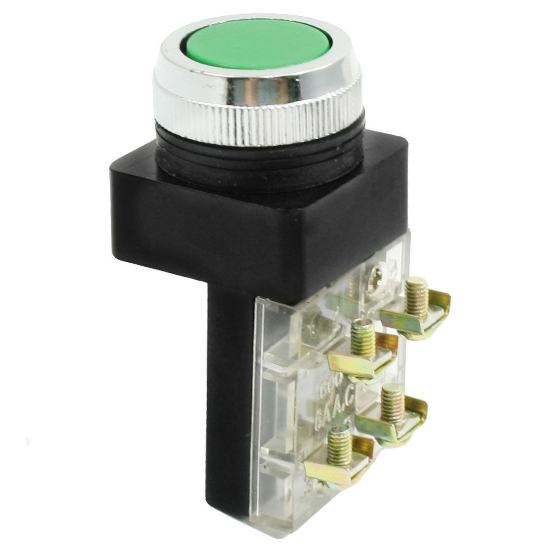 AC 250V 6A DPST Momentary Action Green Flat Cap Push Button Switch