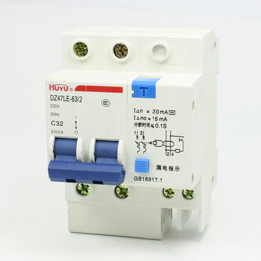 AC230V 32A 2Pole Overload Protection ELCB Earth Leakage Circuit Breaker