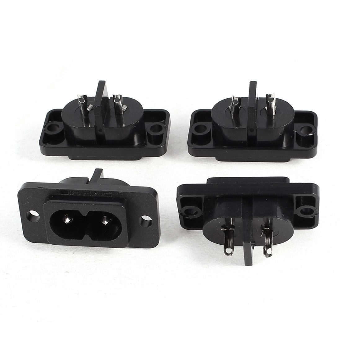4 Pieces AC 250V 10A IEC320 C8 Screw Mount Inlet Plug Power Socket Black