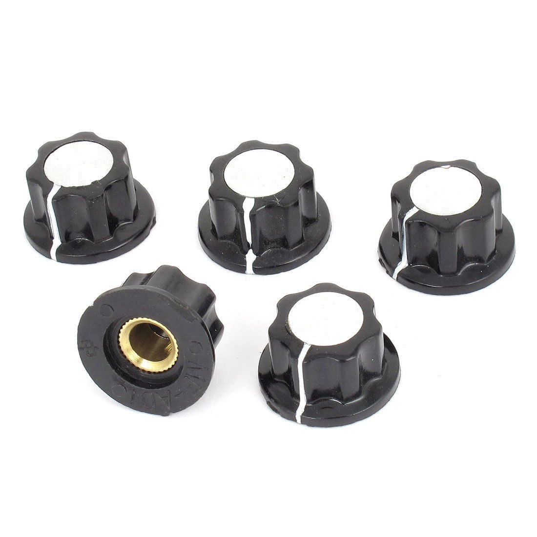 5 Pcs Adjustable Turn 16mm Top 6mm Shaft Insert Dia Potentiometer Rotary Knobs