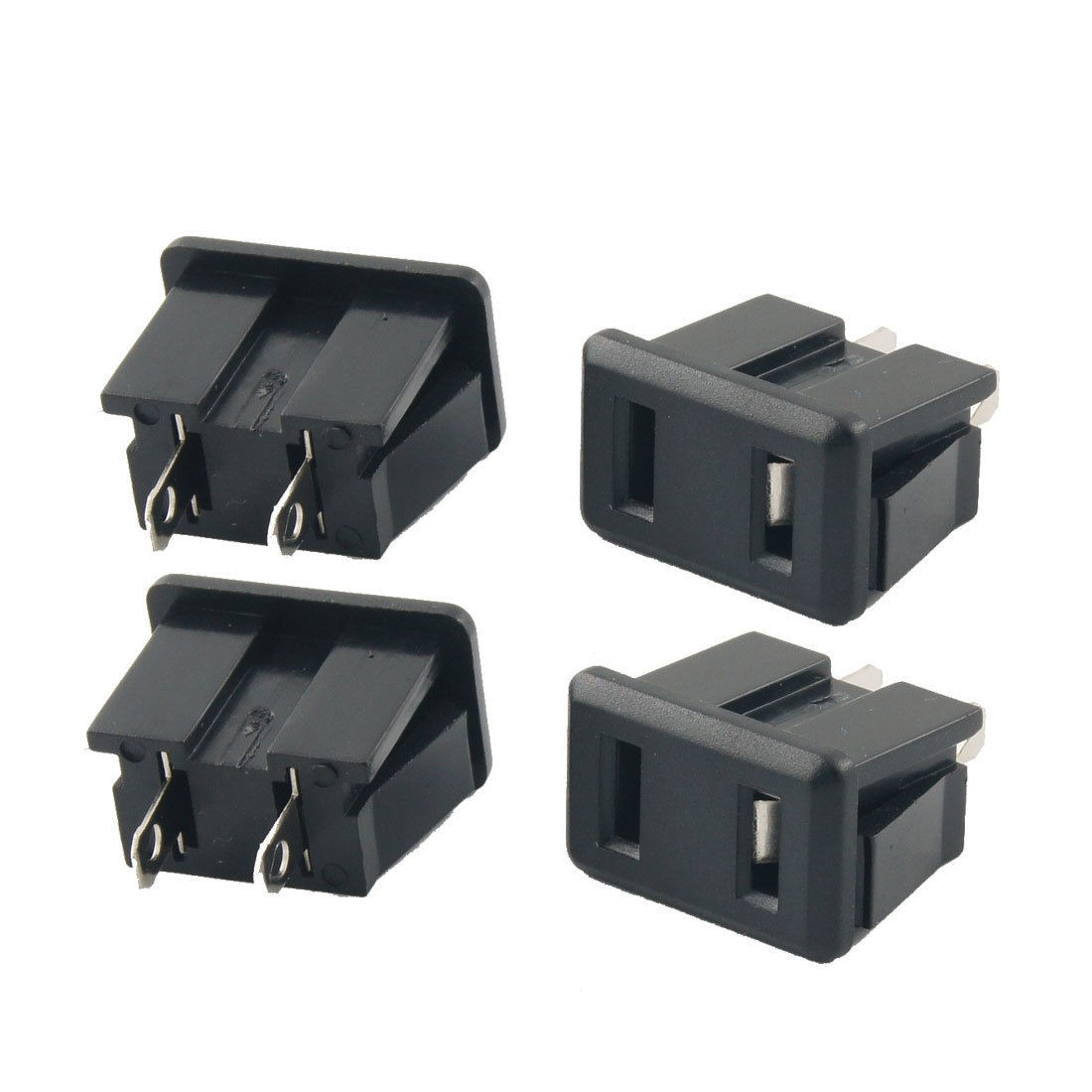 8 Pcs AC 250V 10A US 2 Pin Panel Mounting Power Socket Black