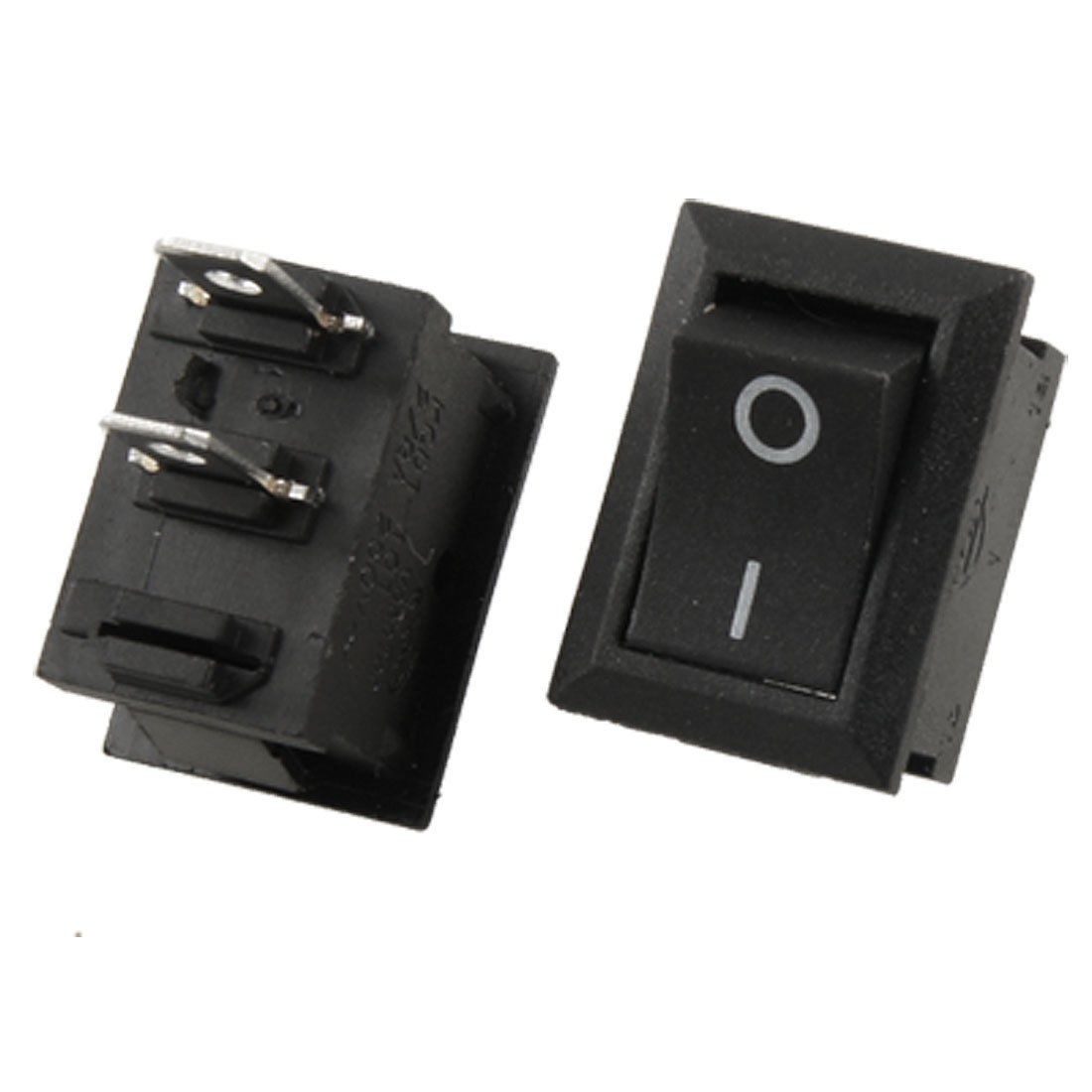3x AC 250V 8A ON/OFF I/O 2 Position SPST 2 Pin Snap in Boat Rocker Switch Black
