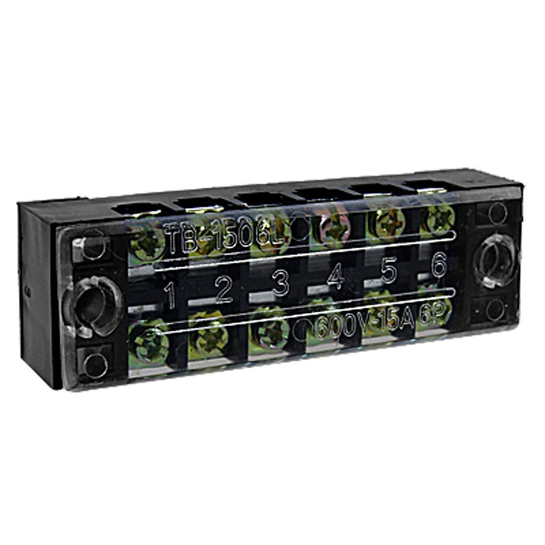 Dual Row 6 Positions Screw Terminal Barrier Block 600V 15A