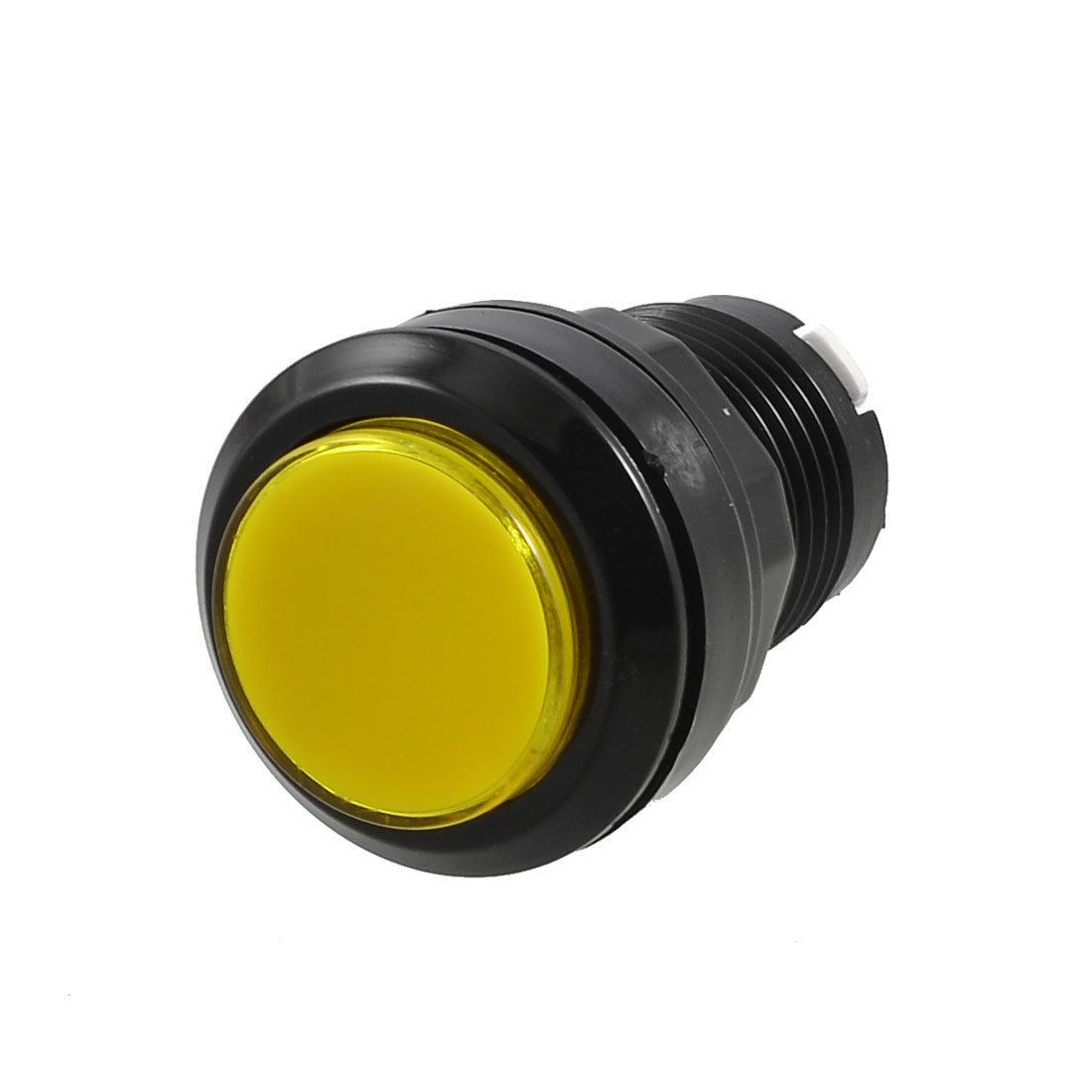 Video Game AC 250V 3A SPST 2 Pins 24mm Dia Yellow Cap Push Button Switch