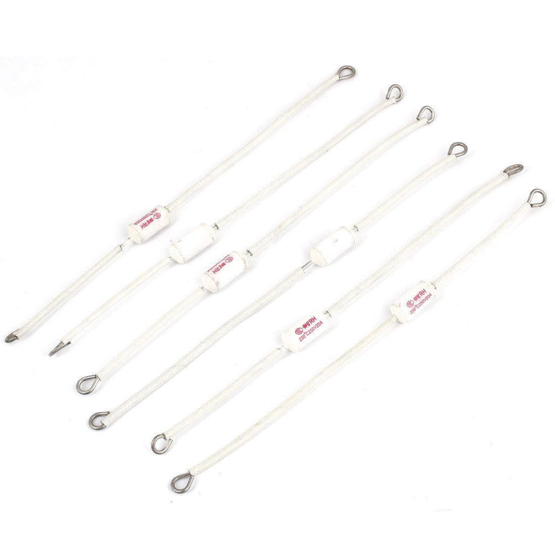 6 Pcs White 250V 20A 230 Celsius Fuses for Electric Rice Cooker