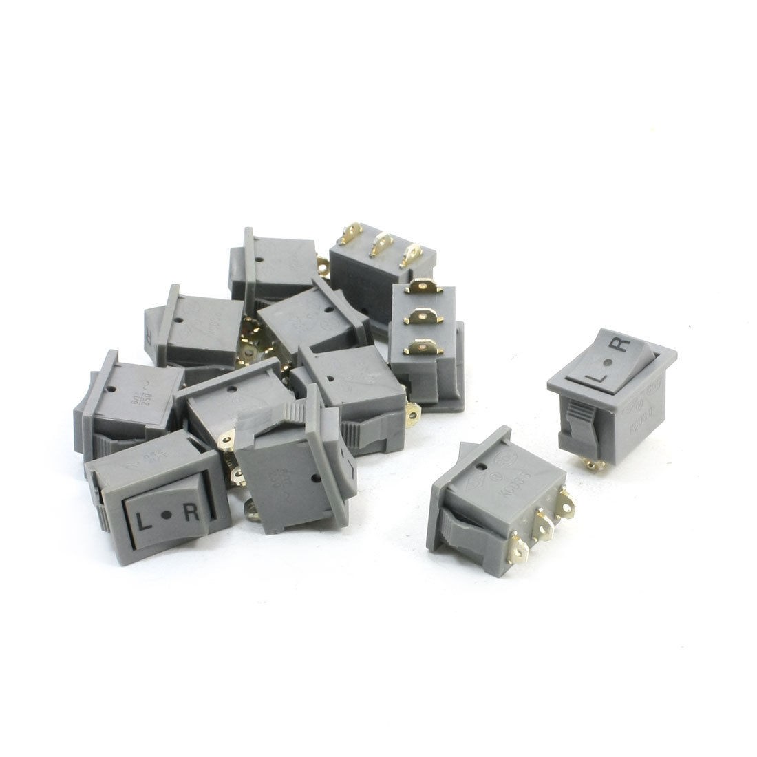 12PCS ON/OFF/ON SPDT Panel Mount Boat Rocker Switch Gray AC 250V 6/12A