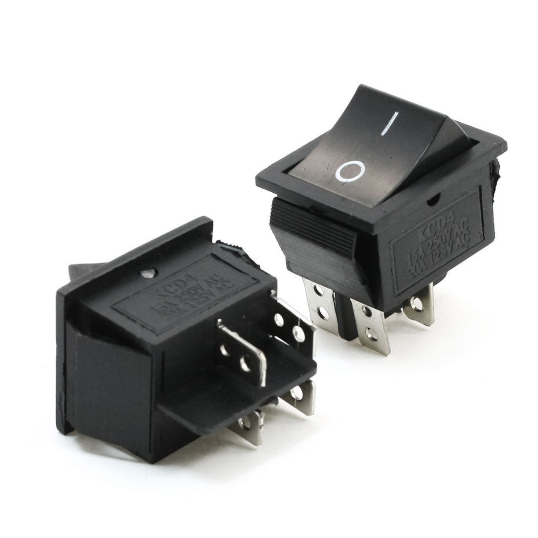 2Pcs 4 Pin AC 250V 15A DPST NO NC ON/OFF Snap-in Power Rocker Boat Switch