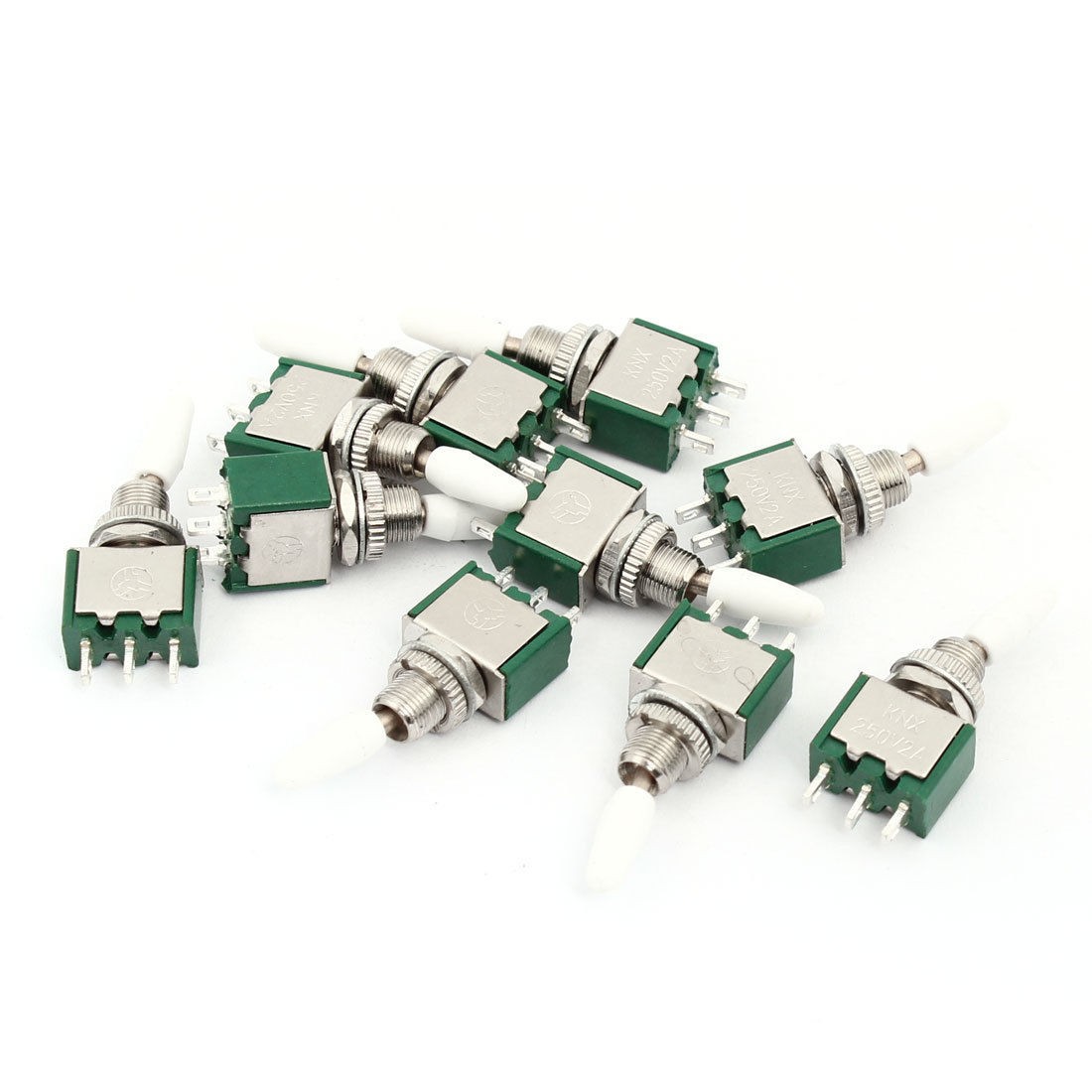 10 Pcs AC 250V 2A Amps ON/ON 2 Position 1P2T SPDT 3 Pins Mini Toggle Switch