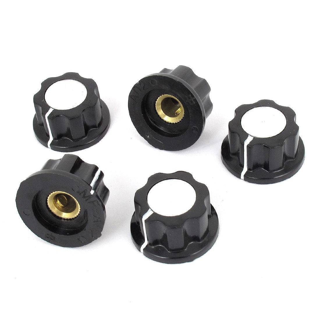 5 Pcs Adjustable Turn 19mm Top 6mm Shaft Insert Dia Potentiometer Rotary Knobs