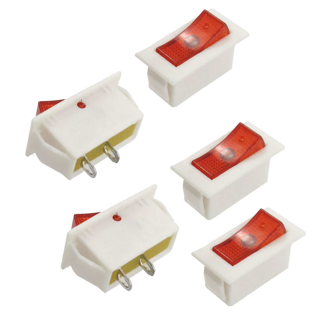 5 x AC 6A 250V On/Off Snap in SPST Boat Rocker Switch 2P