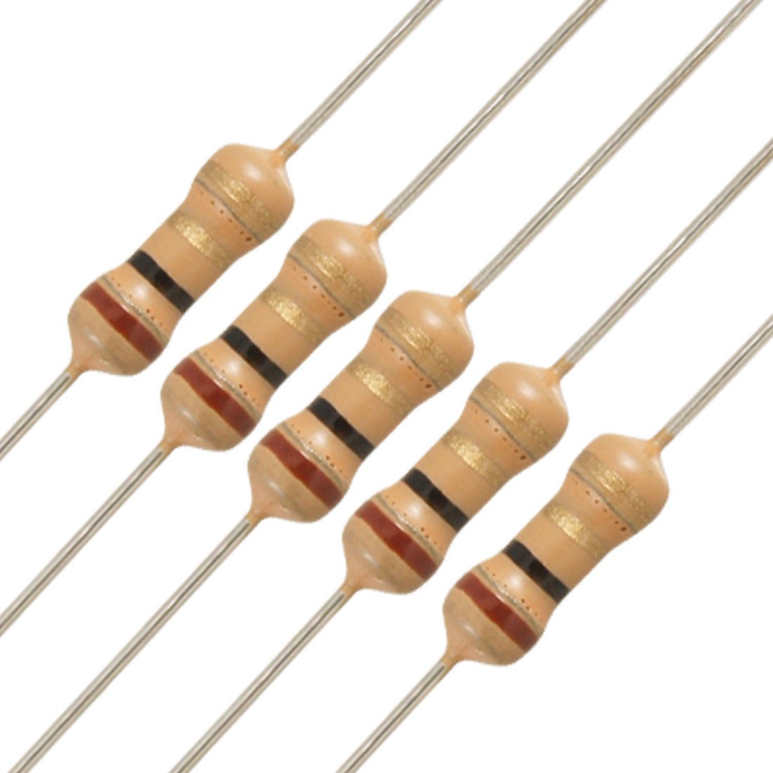 50 x 1/4W 250V 1 ohm Through Hole Carbon Film Resistors