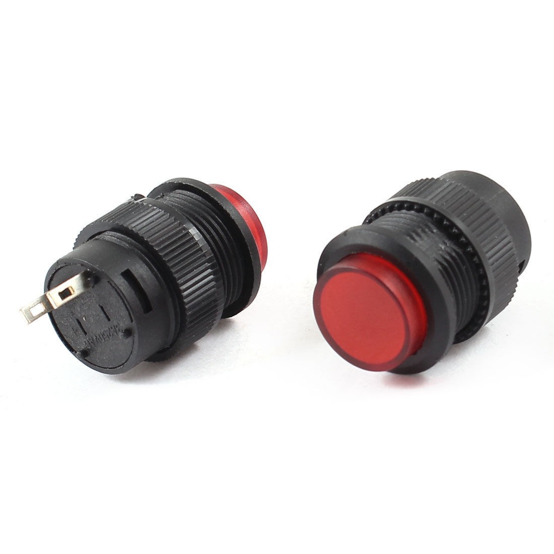 2 Pcs R16-503 250V/AC 3A 2 Pins Latching SPST Push Button Switch Red