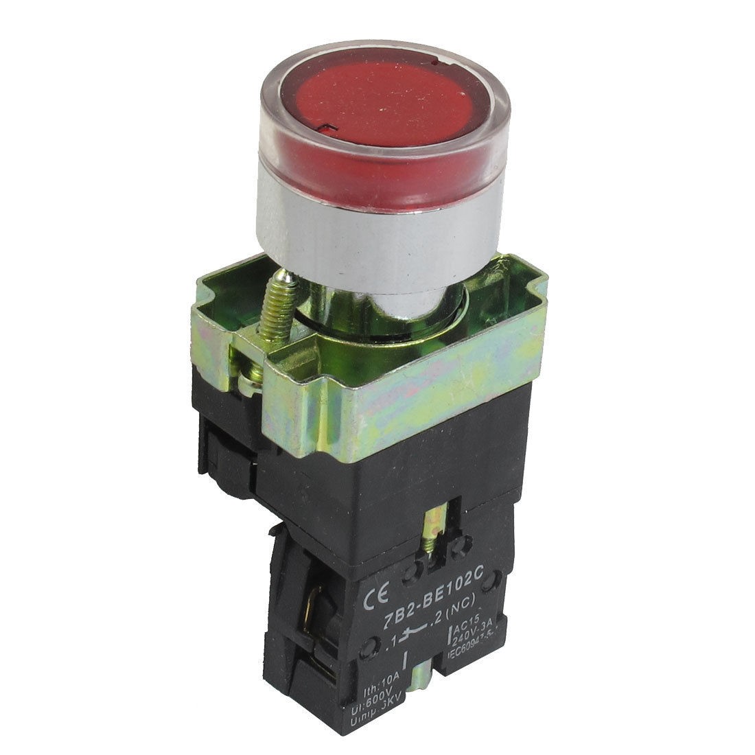 22mm NC Red Illuminated Light Momentary Push Button Switch AC 220V ZB2-EW3361