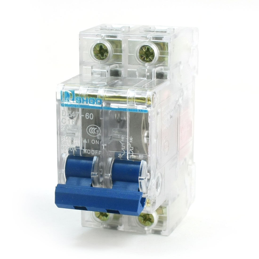 DZ47-60 2Pole On/Off Switch Mini Circuit Breaker AC230V/400V 16A 4000A