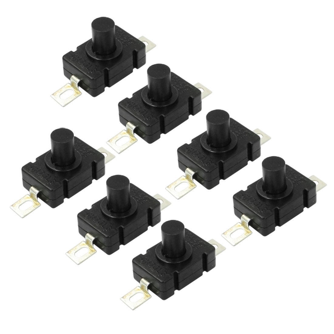 7 Pcs 2 Pin Rectangle Torch Momentary Push Button Switch AC 250V 1.5A