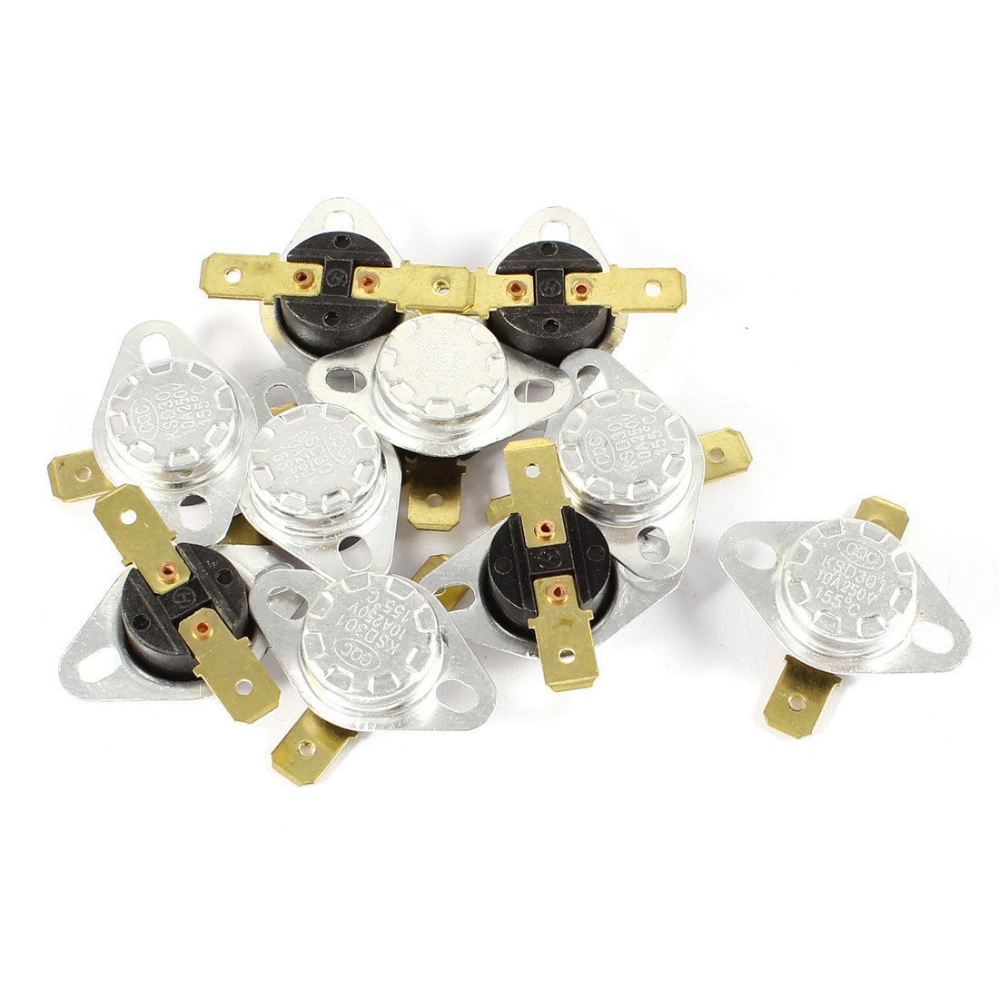 10 Pcs KSD301 250V 10A 155 Celsius Normal Close Temperature Controlled Switch