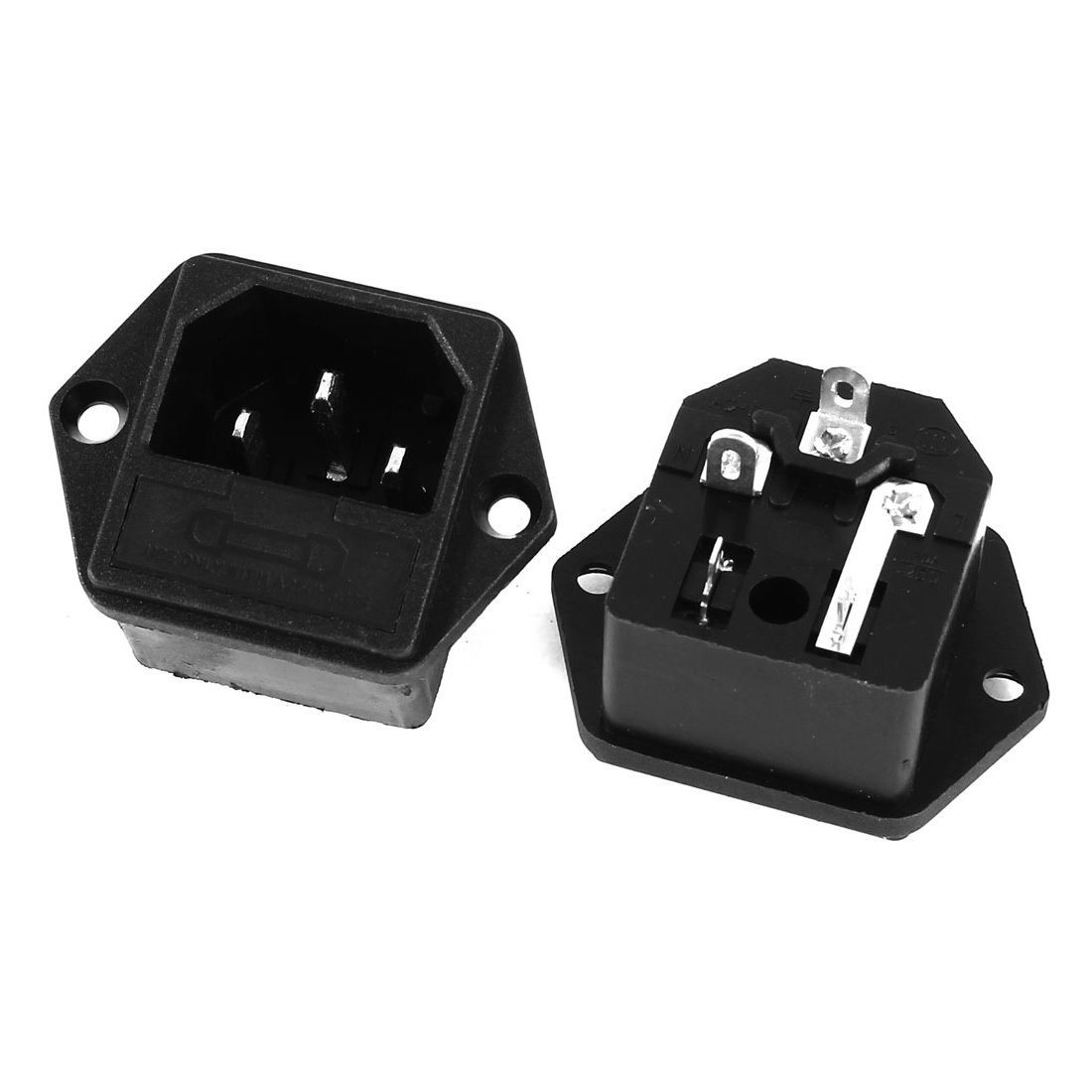 AC 250V IEC 320 C14 Male Plug Inlet Power Socket 2 Pieces w 4 Pcs 5x20mm Fuse 5A