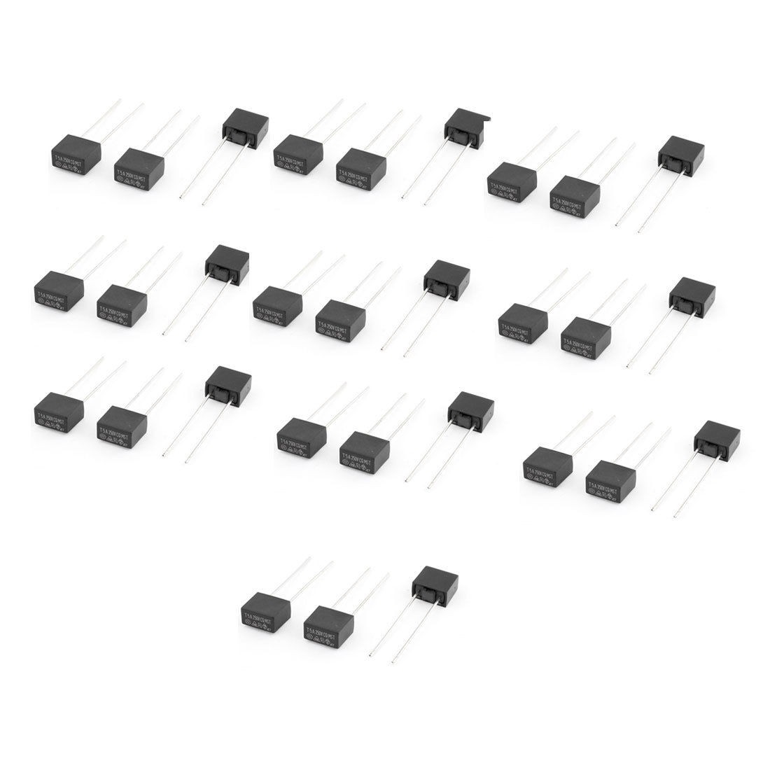 30 Pcs 250V 5A DIP Mounted Miniature Overload Current Protect Square Fuses
