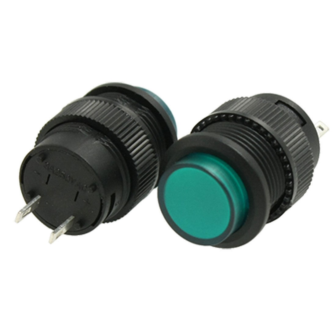 5 Pcs AC 250V 3A SPST ON/OFF Self-locking NO Round Push Button Switch Green