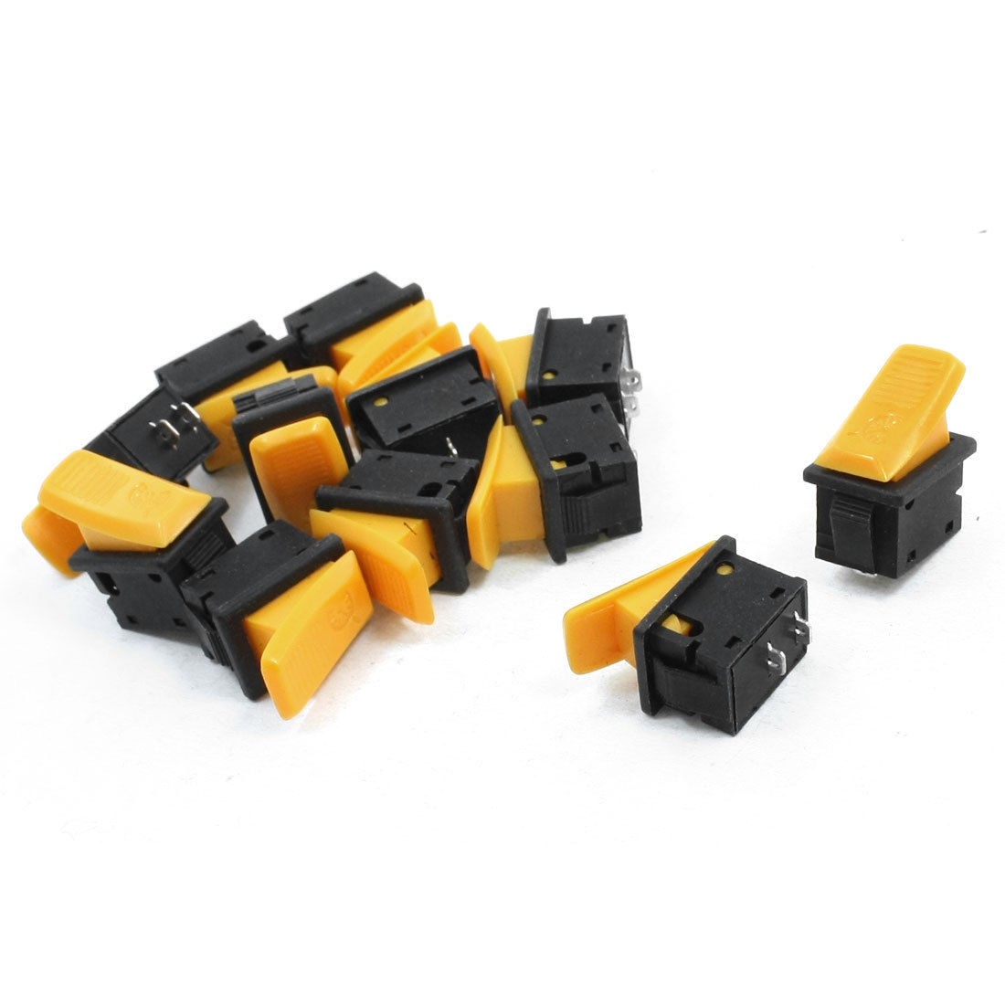 12 PCS SPST 2 Positions 2Pin Boat Rocker Switch 250V 6A Black Yellow