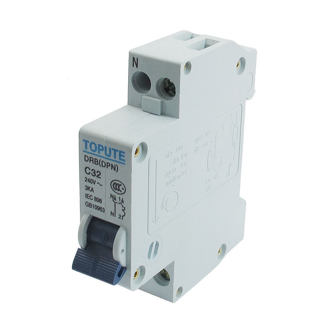 DIN Rail Mount 1P+N AC 240V 32A Overload Protection Circuit Breaker