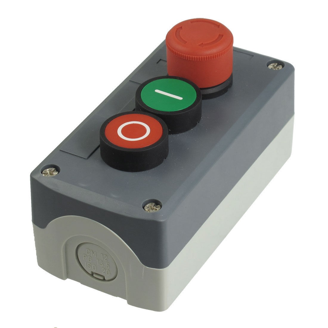 240V 3A SPST NC Emergency Stop Momentary Green Red Flat Push Button Station Box
