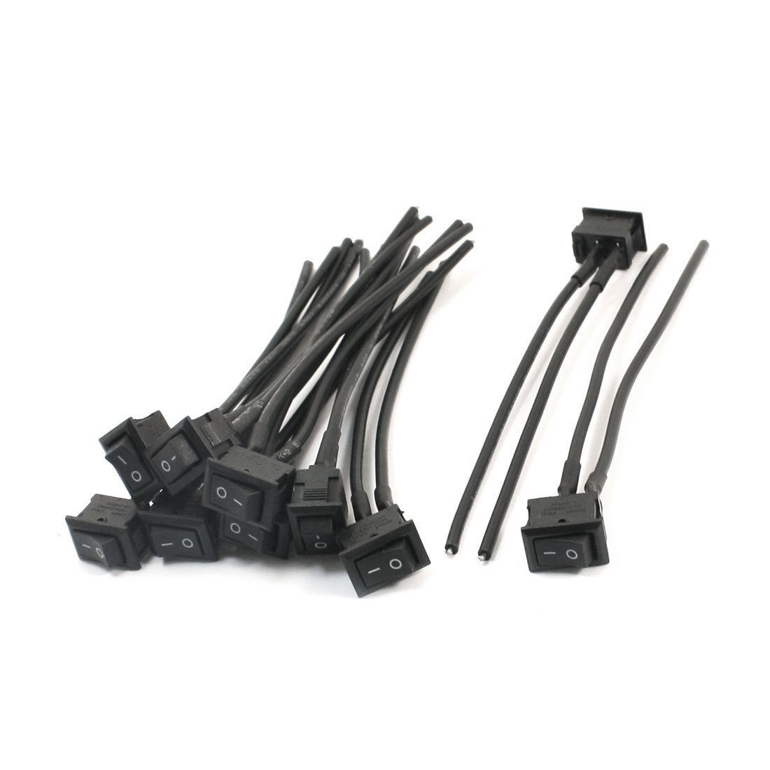 10PCS AC250V 4A SPST 2 Position Snap in Rocker Switch w 2-Wires