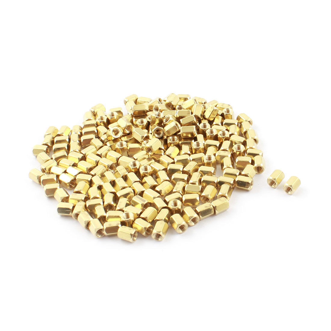 200Pcs Female Thread Dual Ends Brass Standoff Hexagonal Nut Spacer M3x6mm
