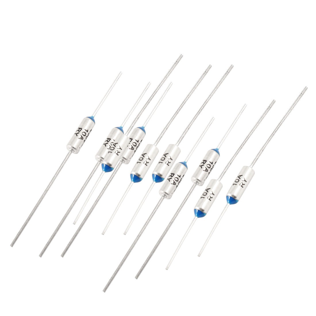 AC 250V 10A Axial Leads 240 Celsius Temperature Electricity Thermal Fuses 10 Pcs