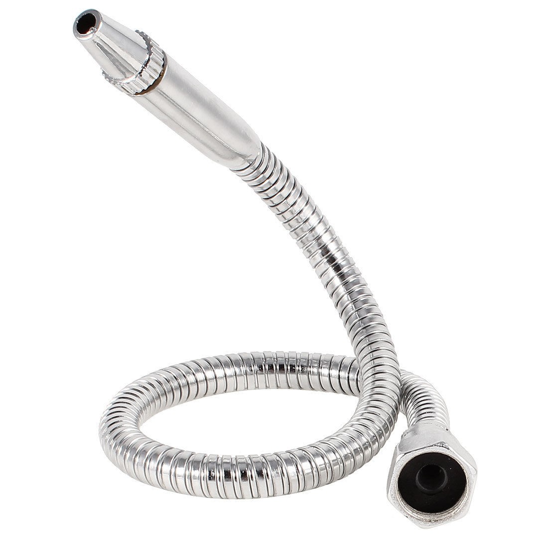 Milling Silver Tone Metal 20mm Thread Round Nozzle Flexible Oil Coolant Pipe