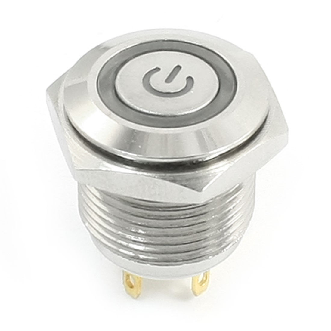 DC12V Red Angel Eye LED SPST 16mm Thread Momentary Metal Power Pushbutton Switch