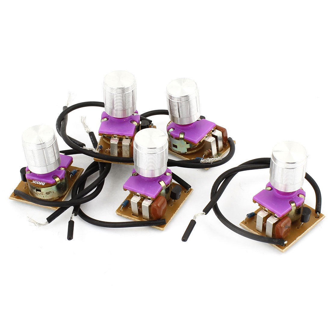 5pcs Silver Tone Rotary Knob Wired Dimmable Dimmer Switch AC220V 1A