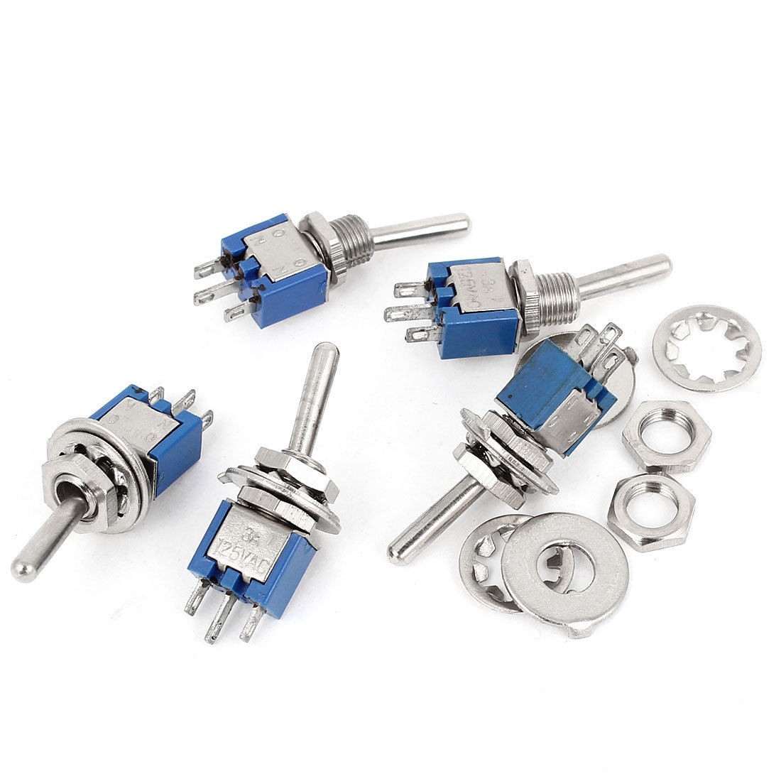 5pcs SPDT On/ON Dual Positions 3 Pin Latching Toggle Switch AC 125V 3A