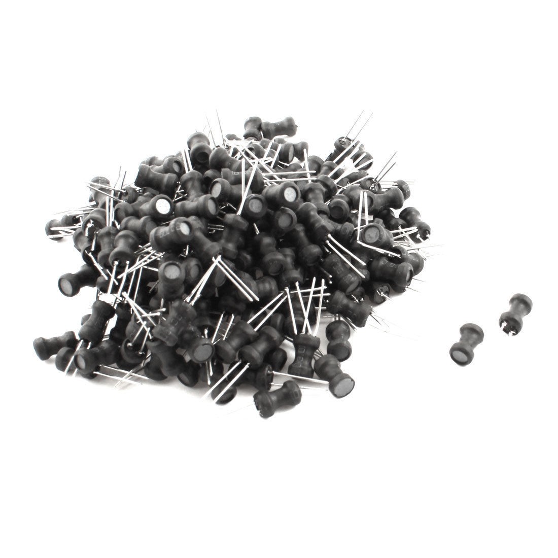 200Pcs 68uH 650mA 6x10mm 10% Tolerance Shielded Radial Lead Inductor Black