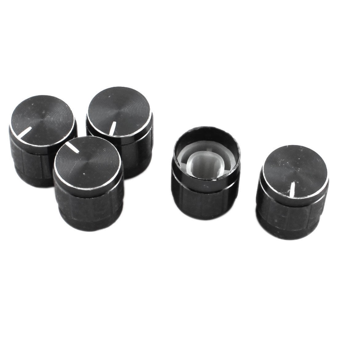 5 Pcs Black Volume Control Rotary Aluminum Potentiometer Knobs 14mm x 15mm