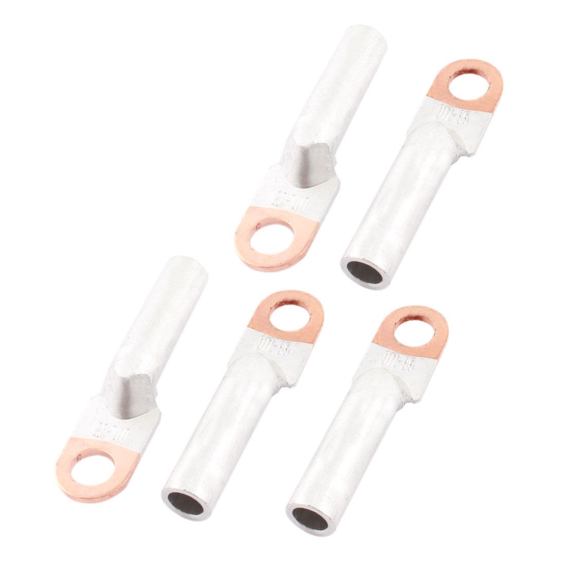 5 Pcs DTL 35 Cable Copper Lug Terminal Connector Silver Tone for 3 8" Dia Bolt