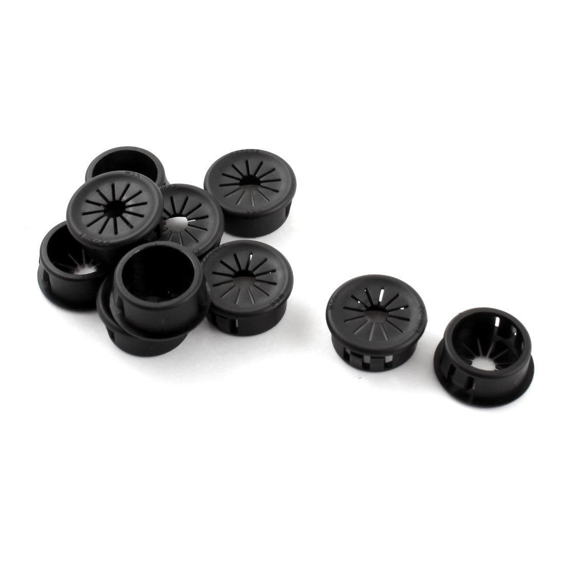 10Pcs 22mm Dia Black Plastic Cable Hose Pipe Snap Locking Bushing Protector
