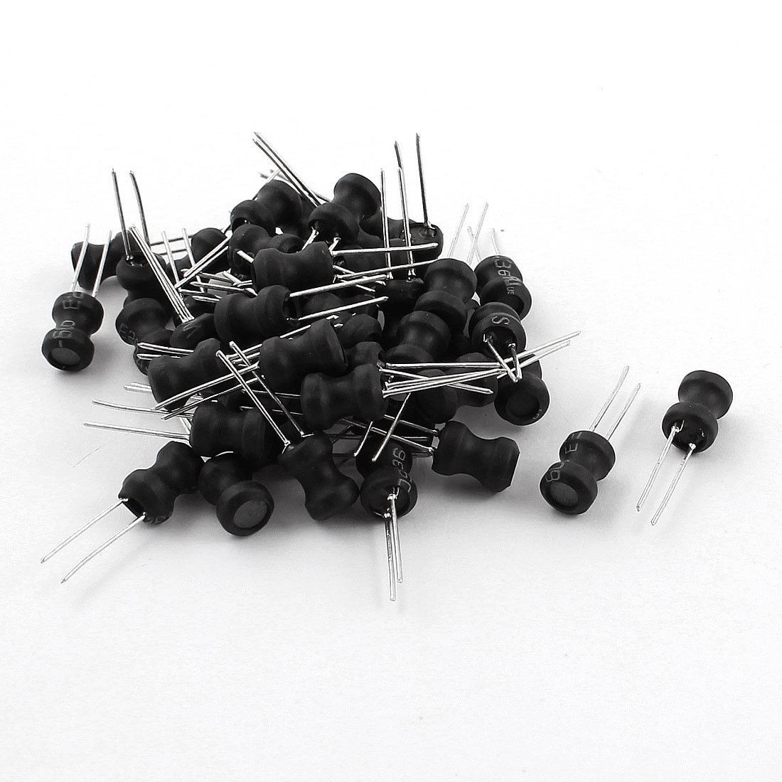 50Pcs 22uH 1.2A 6x8mm 10% Tolerance Shielded Radial Lead Inductor Black