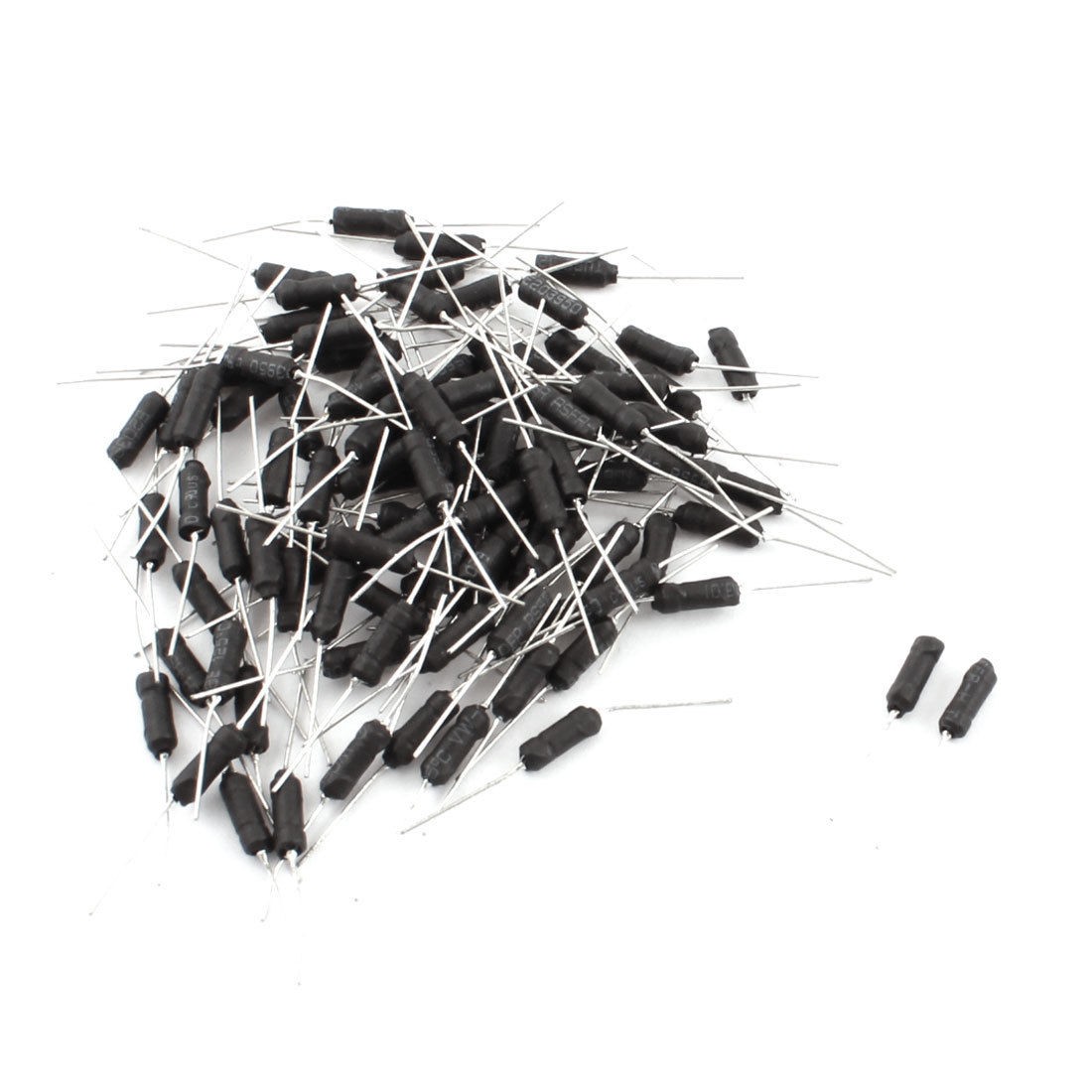 100Pcs 2.2uH 500mA 3x6mm 10% Tolerance Axial Leaded Inductor Black