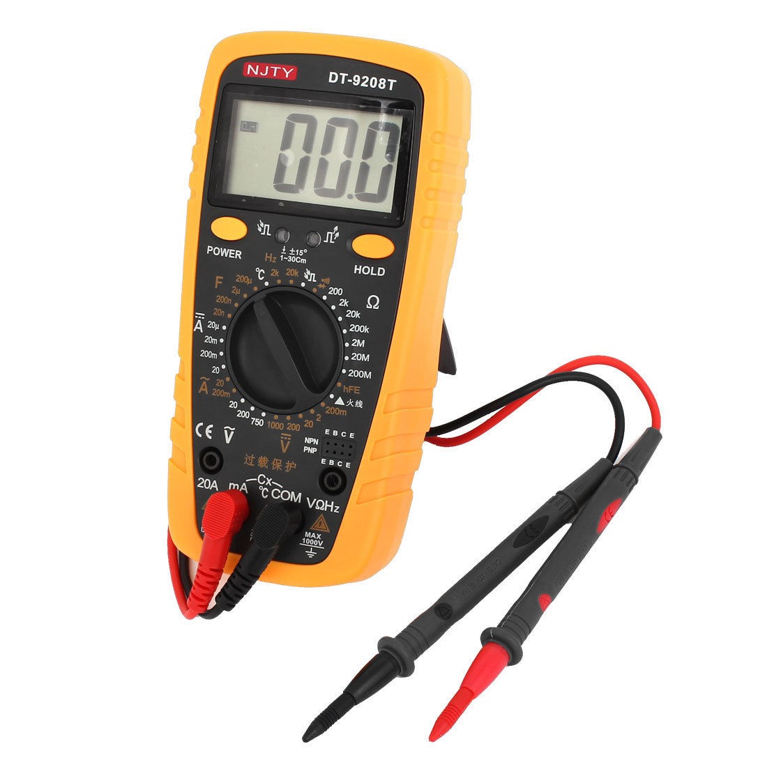 DT-9208T Voltage Current Frequency Temperature Resistance Digital Multimeter