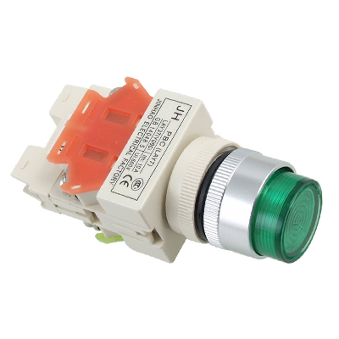 AC 220V Green Light Lamp Momentary Push Button Switch 1 NO N/O 1 NC N/C 10A 660V