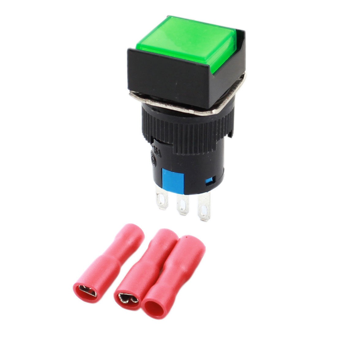 Green Button 3Pins Momentary Rectangle Pushbutton Switch w Wiring Terminals