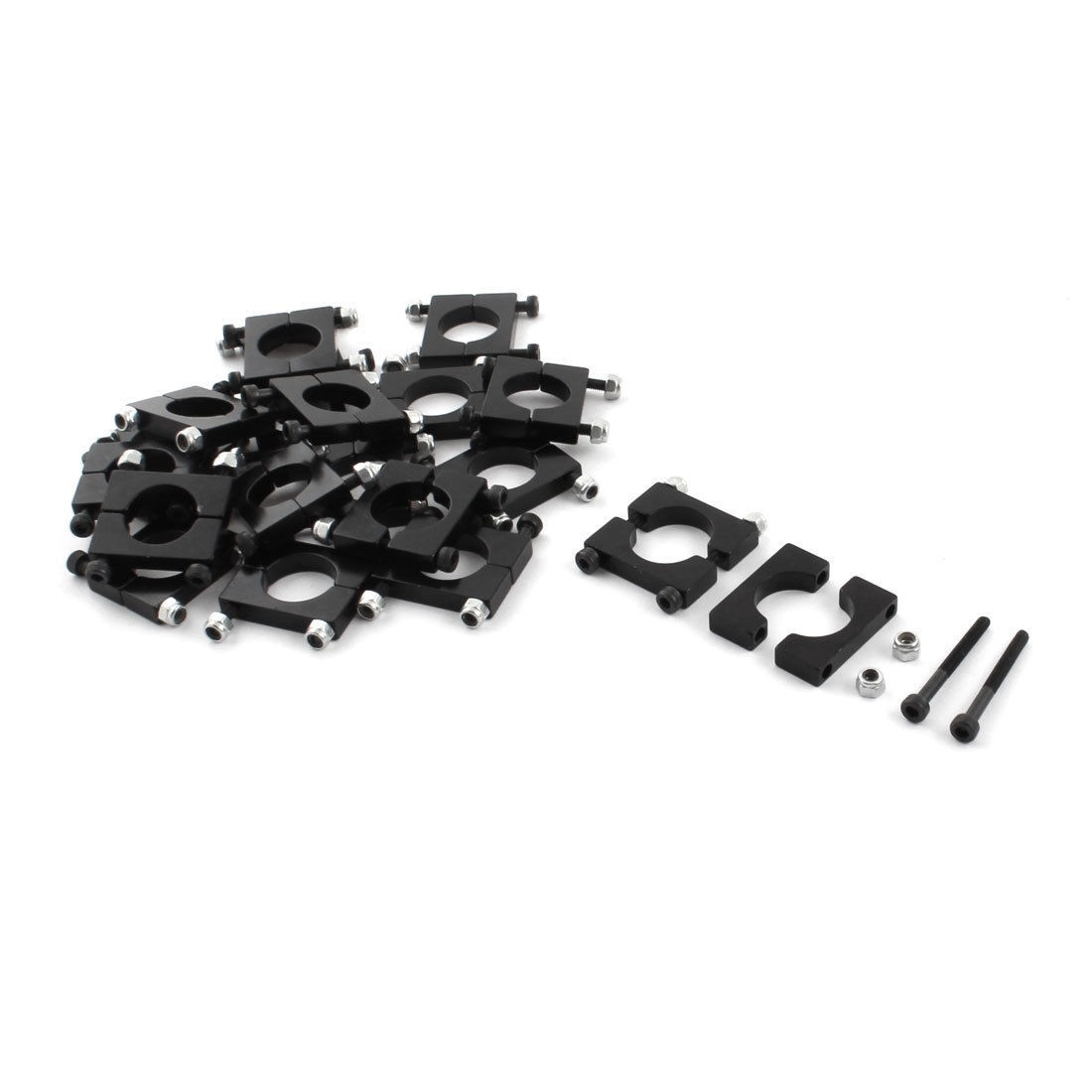 20 Pcs 16mm Dia Black Aluminum Clamp Clip for Carbon Fiber Tube RC Multirotor