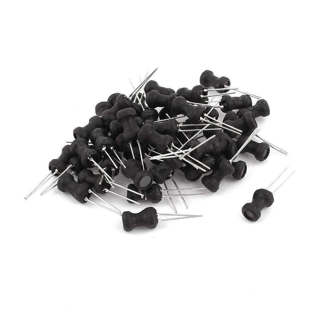 50Pcs Through Hole 4.7uH 1.4A 6x10mm 10% Radial Leads Inductors Black