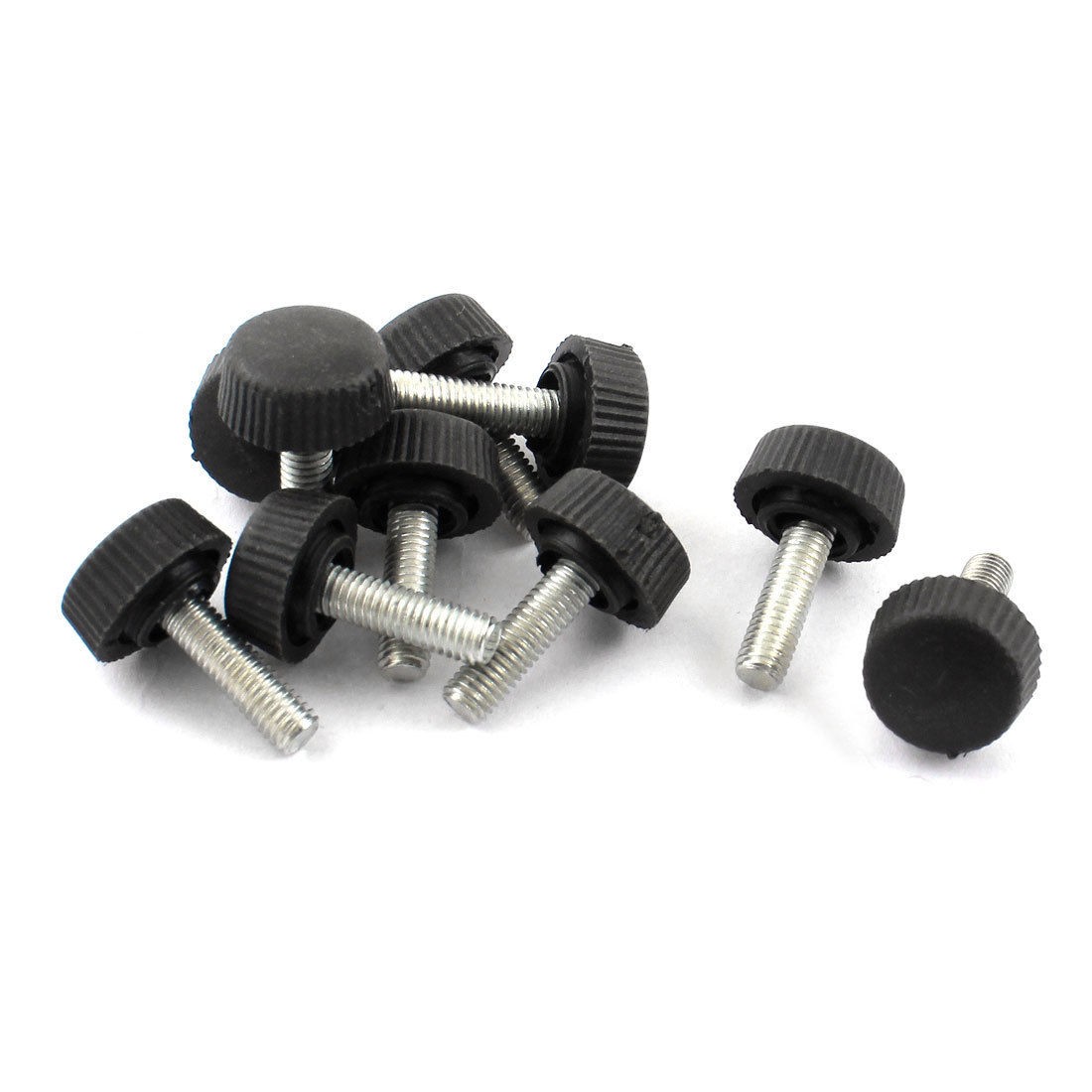 10 Pcs 25mm Height 5x15mm Male Thread Screw on Design Straight Knurled Knob